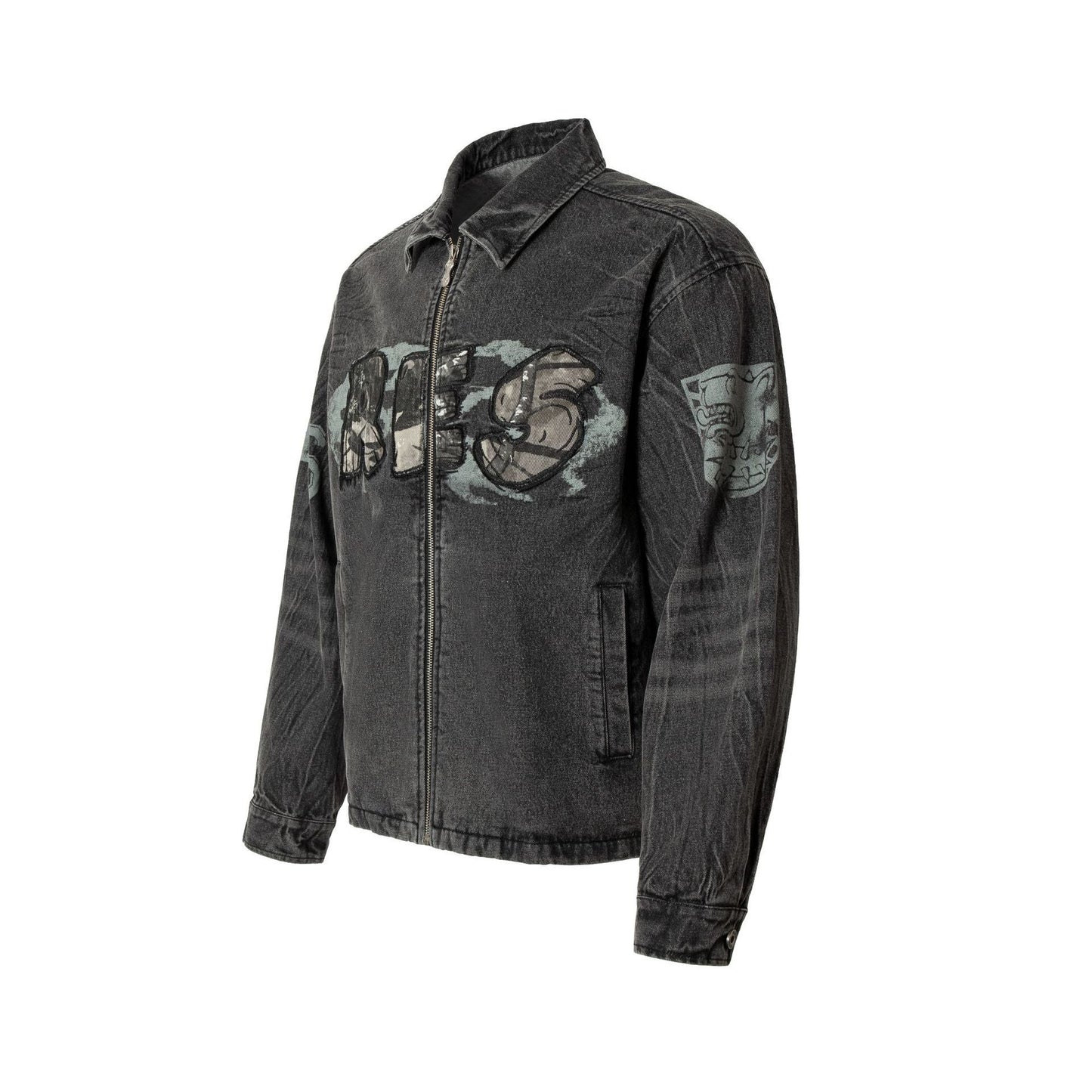 Women's Embroidered Denim Motorcycle Jacket