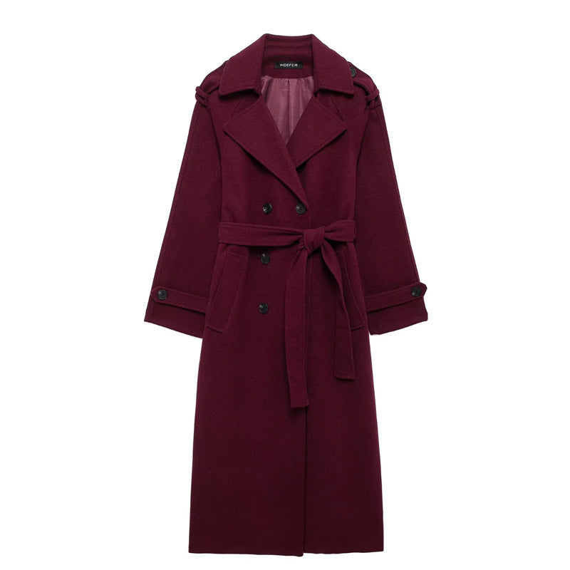 Women's Double-Button Wool-Blend Coat