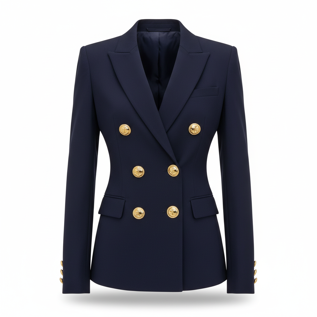 Women's Blazer in Navy Blue with Gold Nautical Buttons
