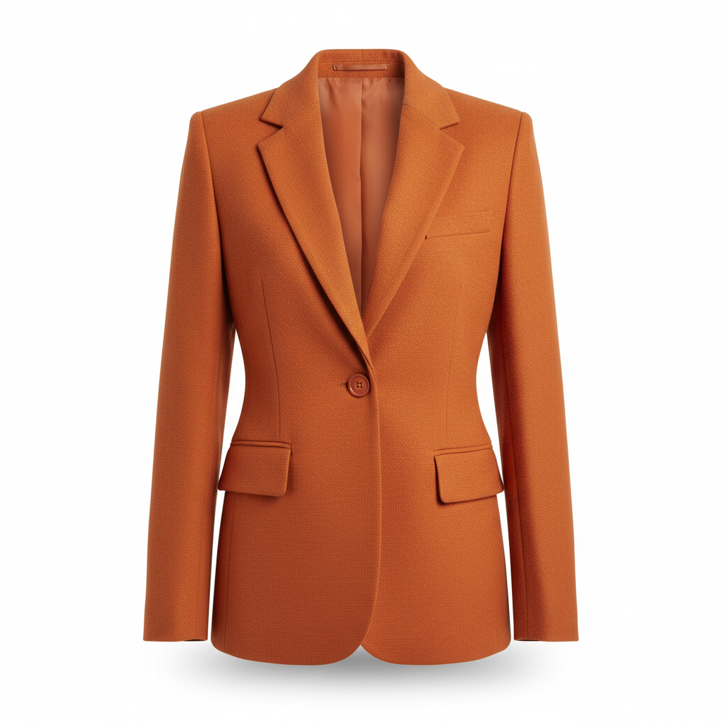 Women's Blazer in Rust Orange with Textured Weave