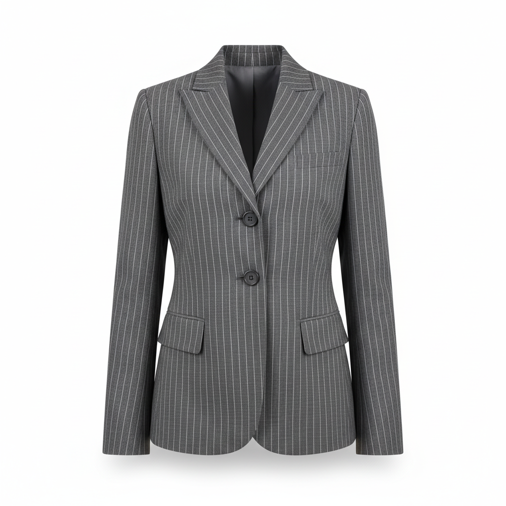 Women's Blazer in Slate Grey with Pinstripe Design