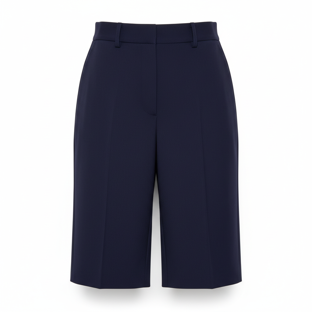 Women's Shorts in Navy Blue with Pressed Crease