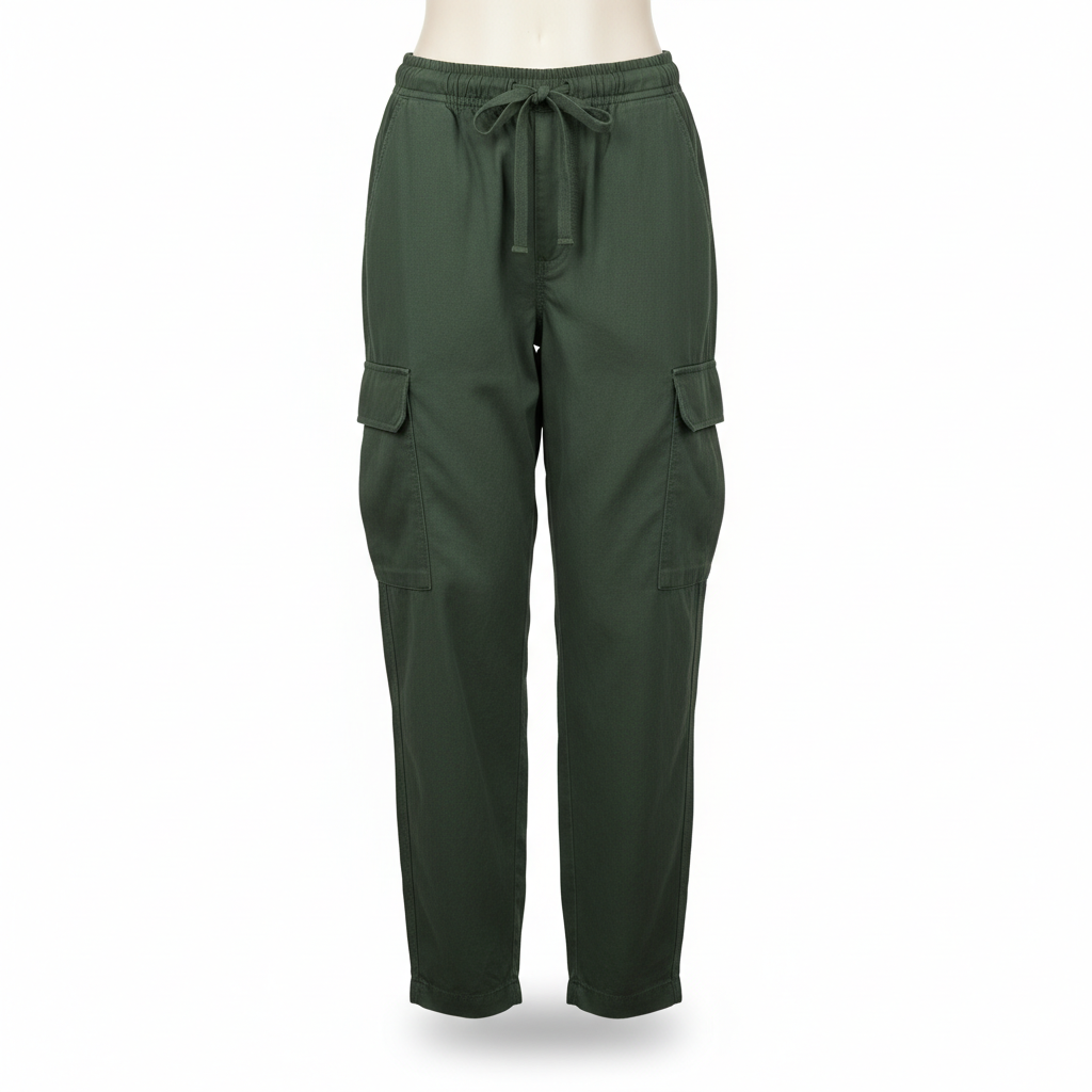 Women's Trousers in Olive Green with Cargo Pockets