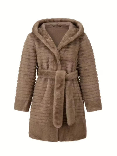 Women's Short Faux Fur Hooded Coat