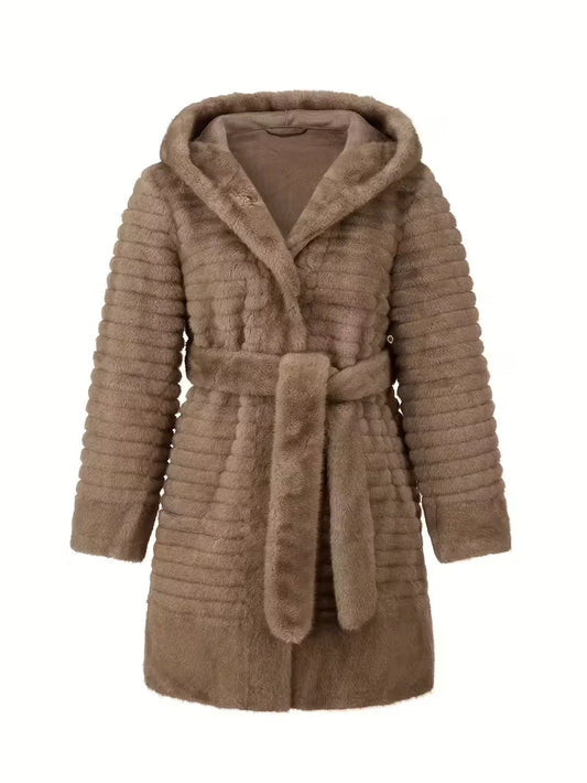 Women's Short Faux Fur Hooded Coat