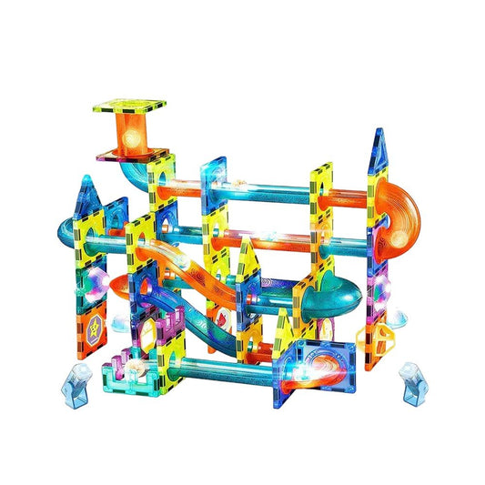 69 - Piece Magnetic Marble Run Set with Flash Roll Ball for Kids - Babies Mall