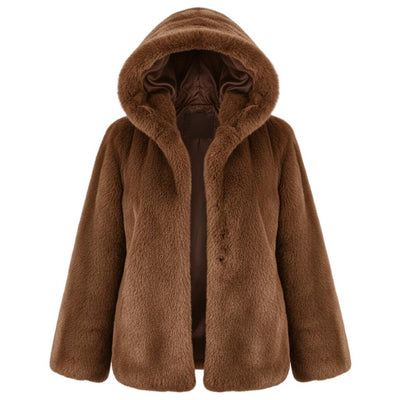 Women's Short Faux Fur Hooded Coat