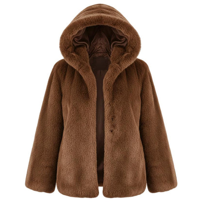 Women's Short Faux Fur Hooded Coat