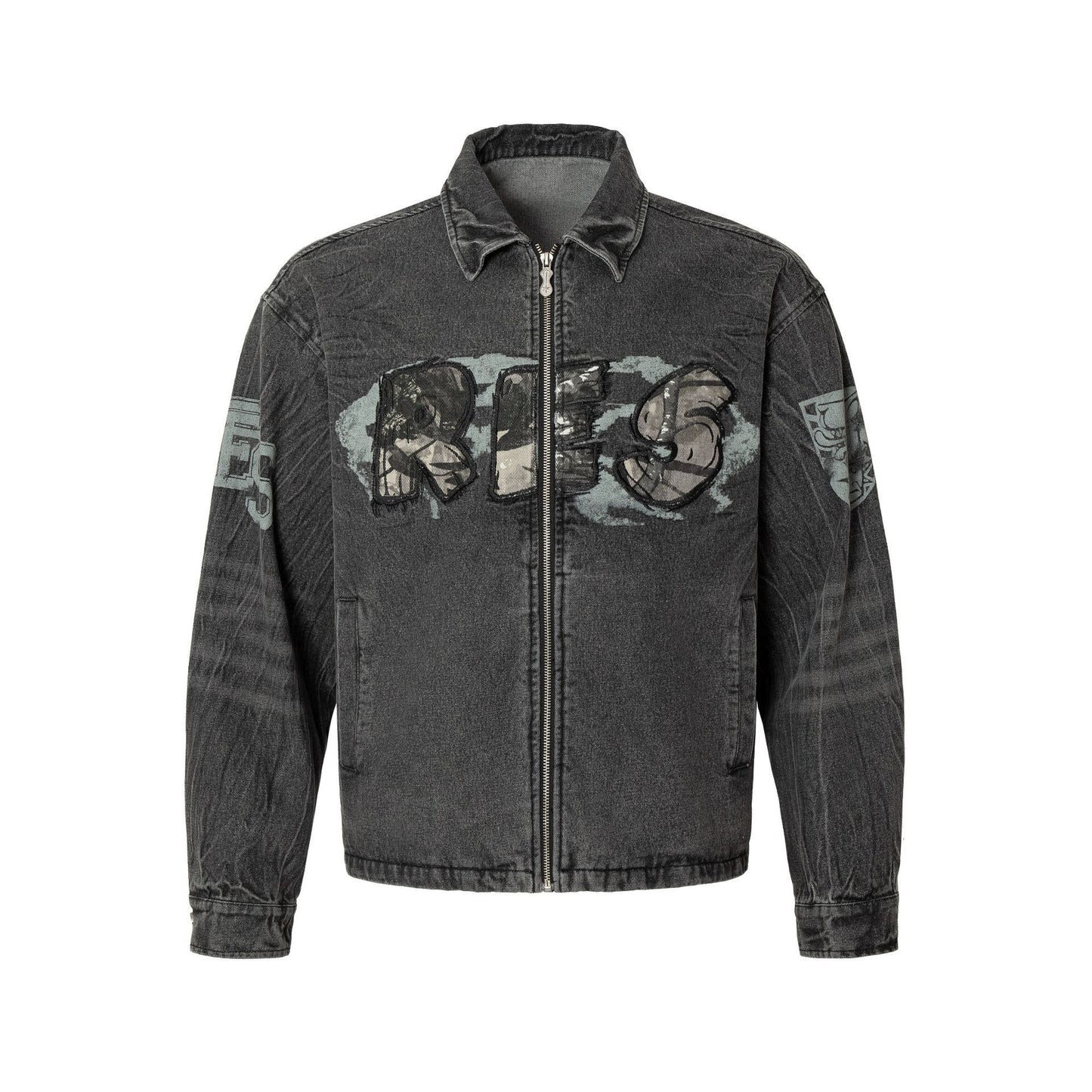 Women's Embroidered Denim Motorcycle Jacket