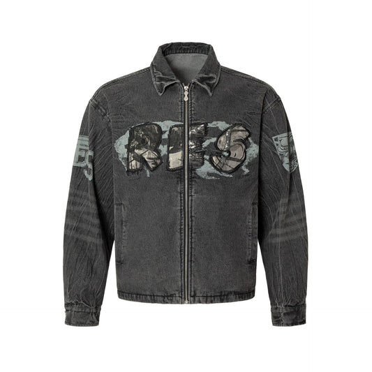 Women's Embroidered Denim Motorcycle Jacket