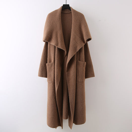 Women's Long Knitted Cardigan-Style Coat