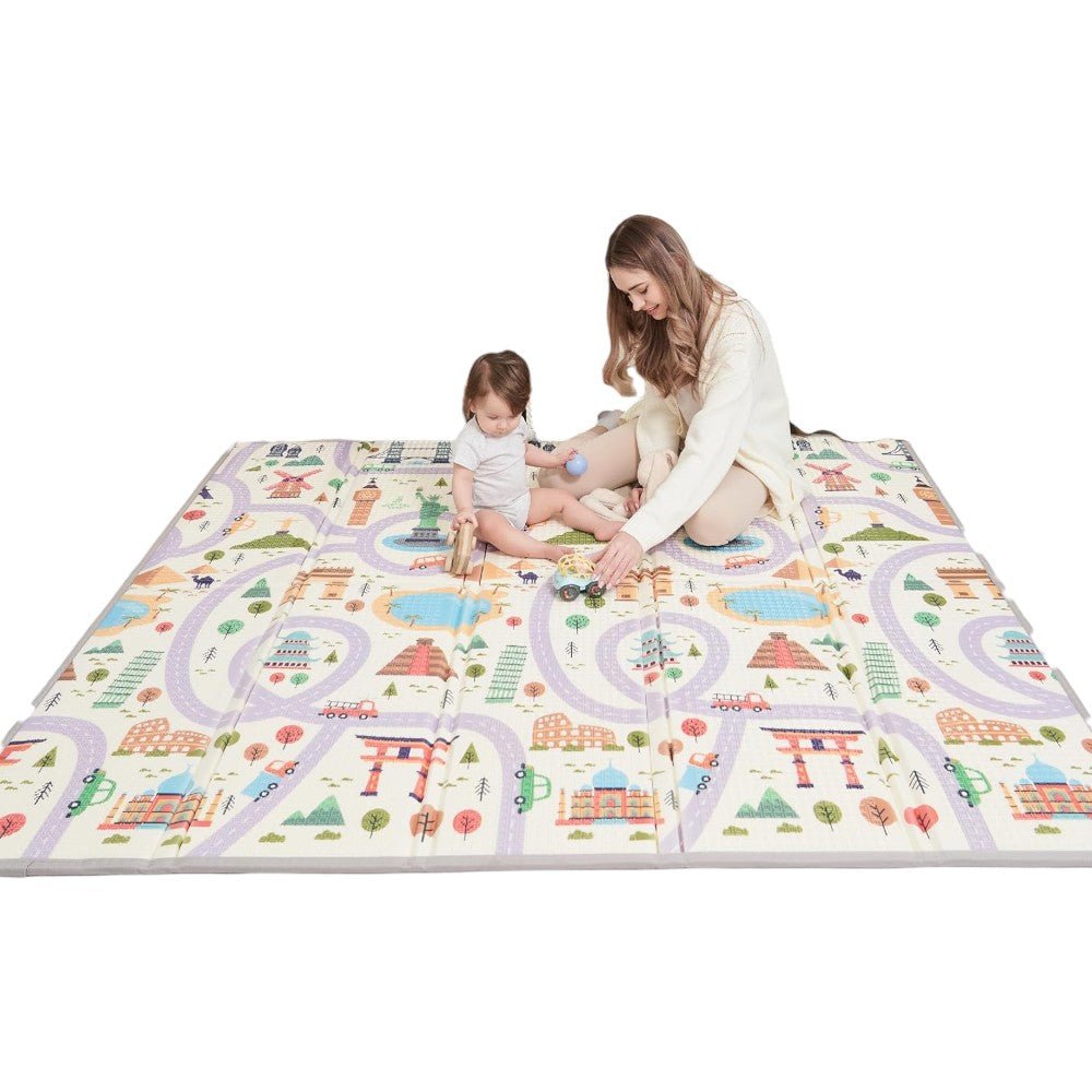 Foldable Thick Baby Play Mat Sensory Foam Floor Mat for Kids 59x71in - Babies Mall