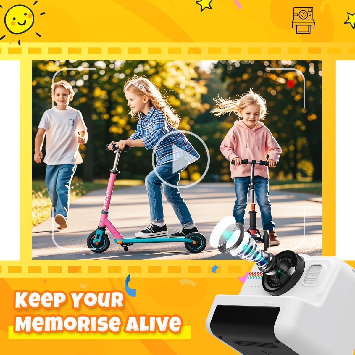 Instant Print Kids Camera with 1080P Video, Filters, 32GB Card & Paper - Babies Mall