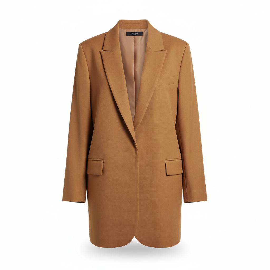 Women's Blazer in Camel Brown with Oversized Fit