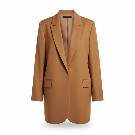 Women's Blazer in Camel Brown with Oversized Fit