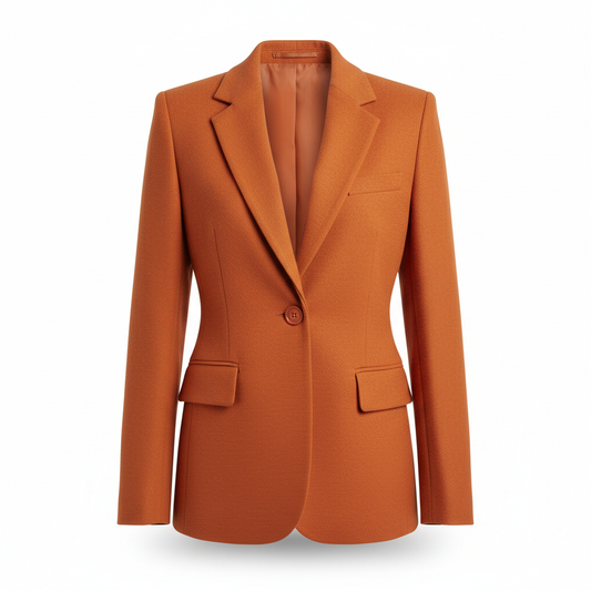 Women's Blazer in Rust Orange with Textured Weave