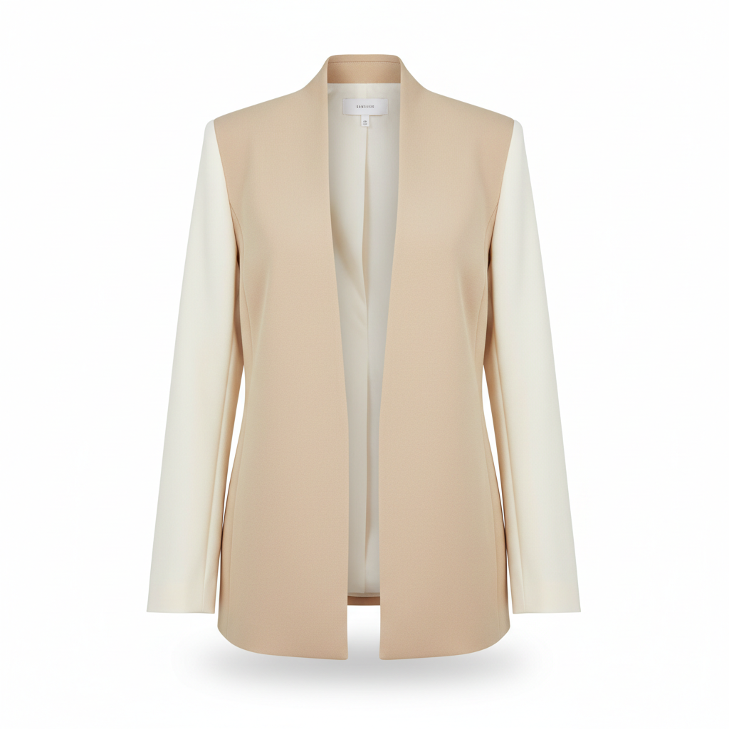 Women's Blazer with Beige and Cream Colour Block