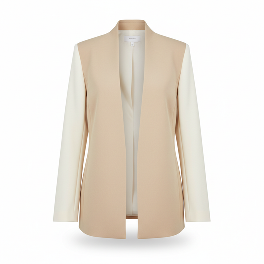 Women's Blazer with Beige and Cream Colour Block
