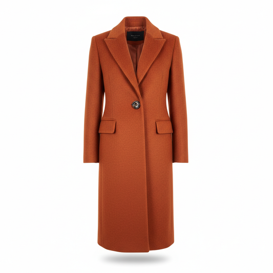 Women's Coat in Rust Orange with Textured Surface