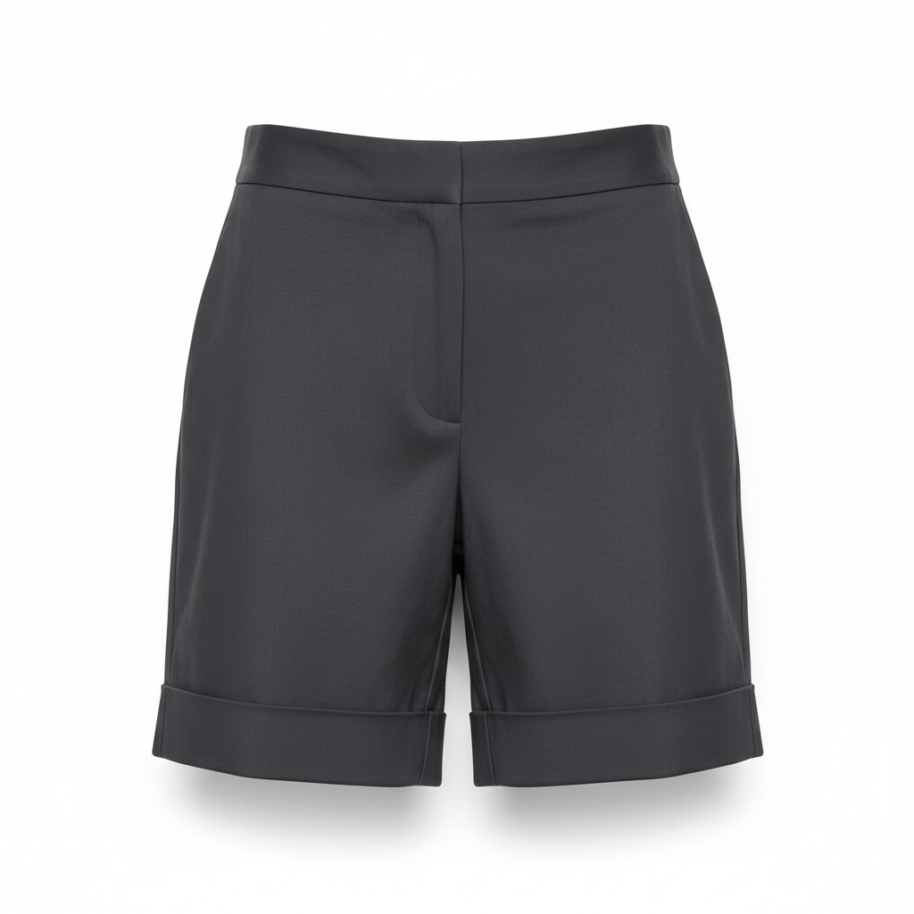 Women's Shorts in Charcoal Grey with Cuffed Hem