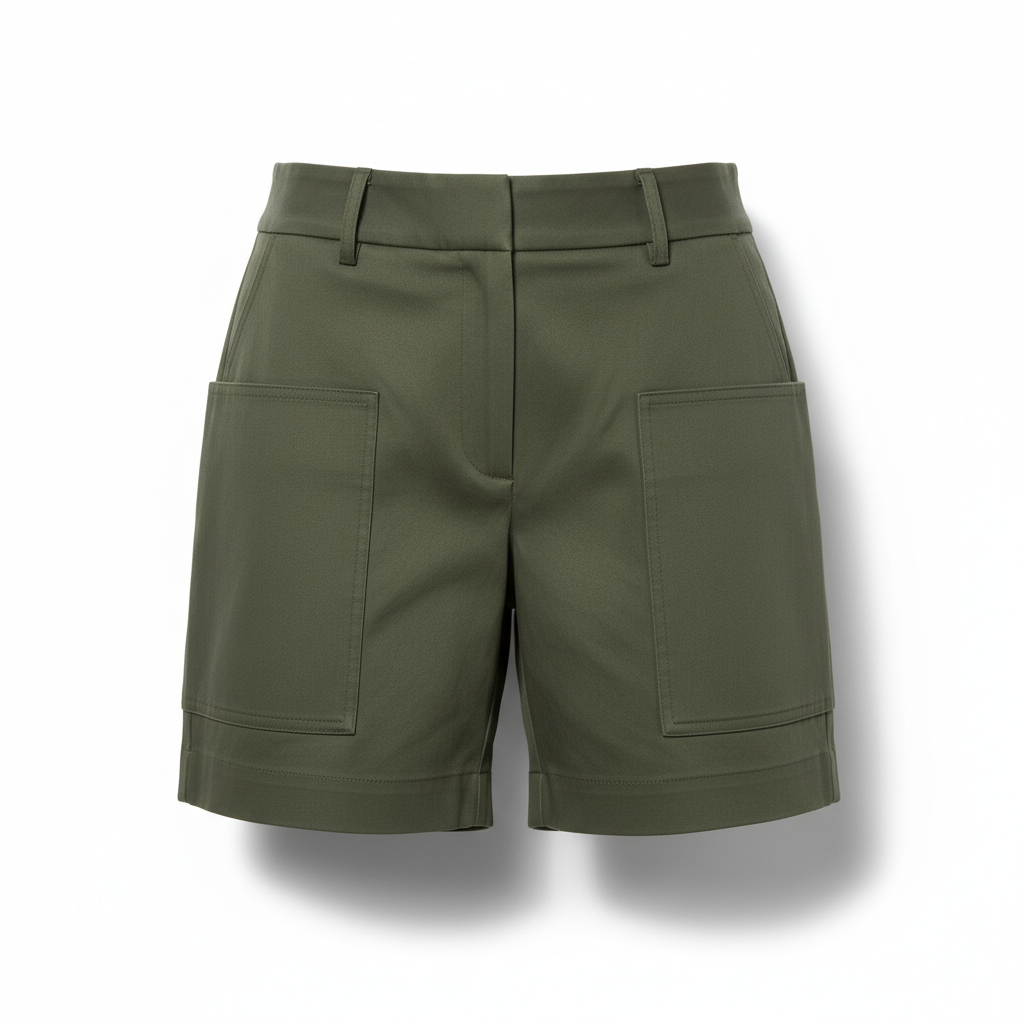 Women's Shorts in Khaki Green with Large Pockets