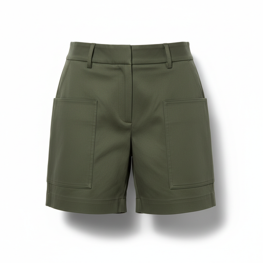 Women's Shorts in Khaki Green with Large Pockets