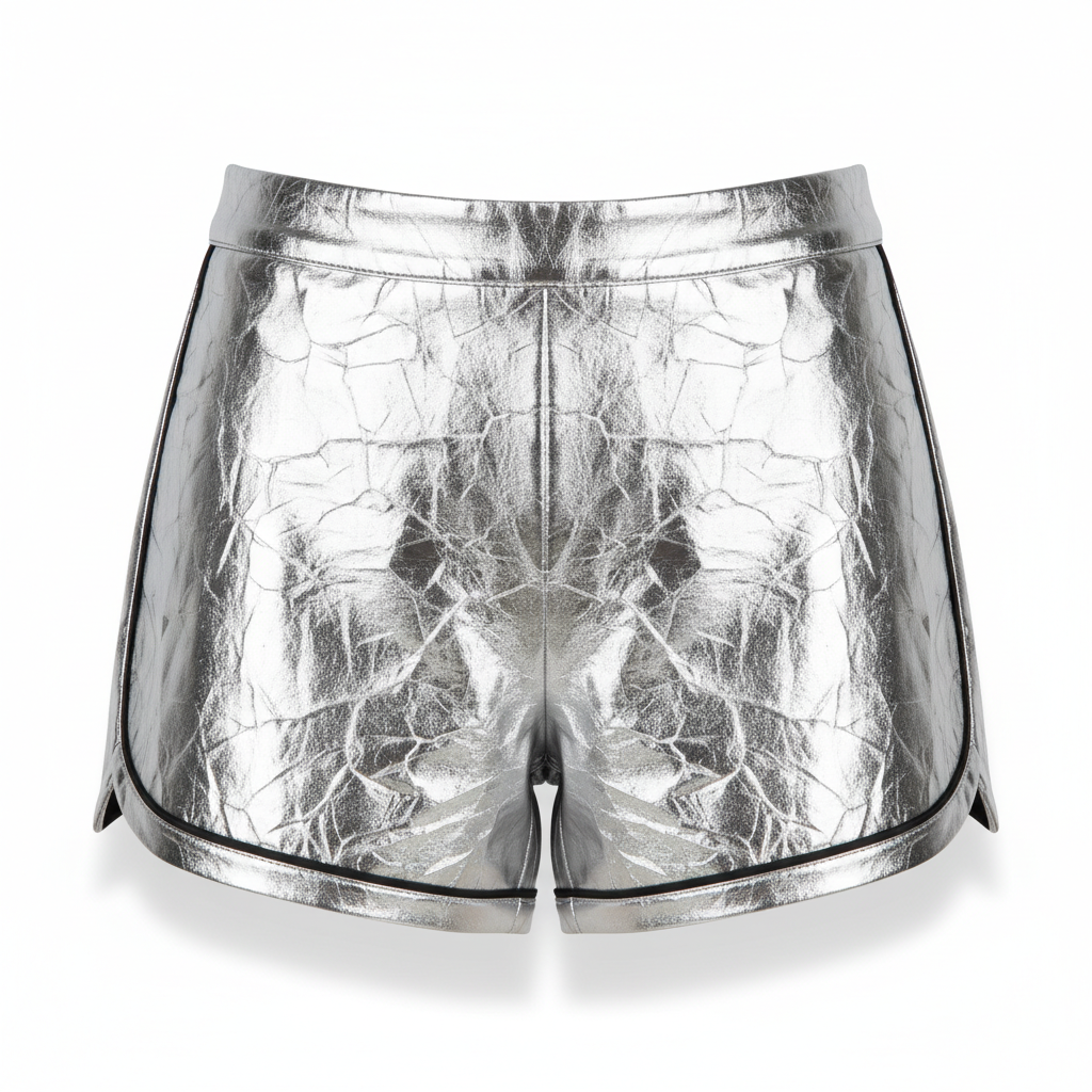 Women's Shorts in Silver Metallic Finish