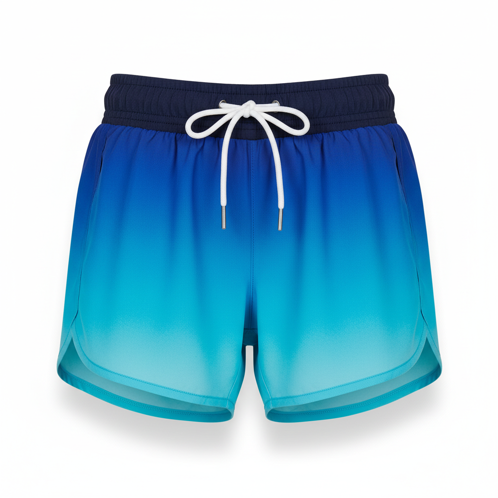 Women's Shorts with Blue and Turquoise Ombre Effect