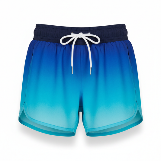 Women's Shorts with Blue and Turquoise Ombre Effect
