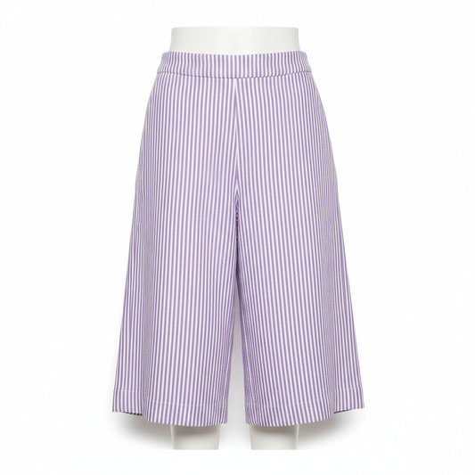 Women's Shorts with Lilac and White Vertical Stripes