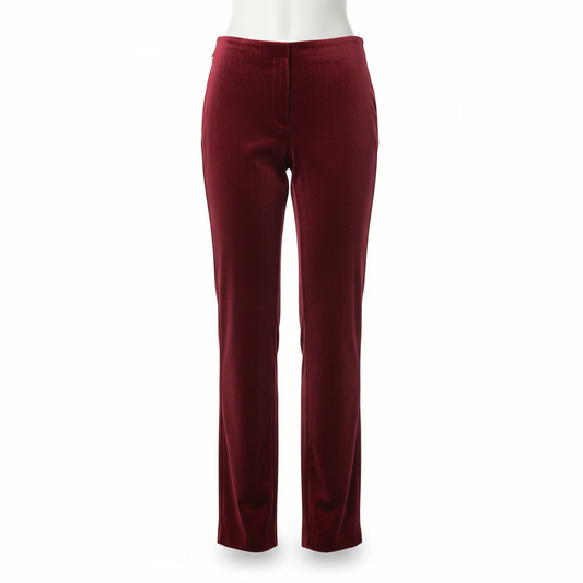 Women's Trousers in Burgundy Red with Velvet Texture