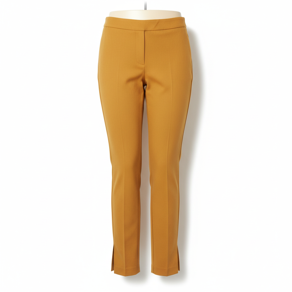 Women's Trousers in Mustard Yellow with Cropped Leg