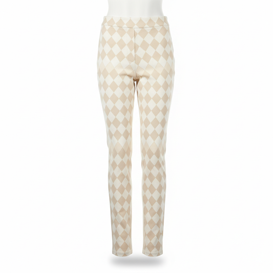 Women's Trousers with Cream and White Argyle Motif
