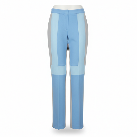 Women's Trousers with Sky Blue and Grey Panel Design